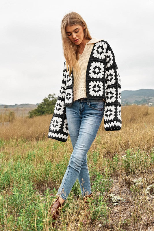 Leila Crochet Open Knit Cardigan