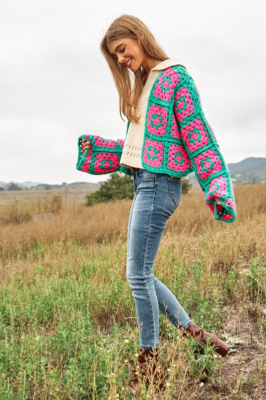 Leila Crochet Open Knit Cardigan