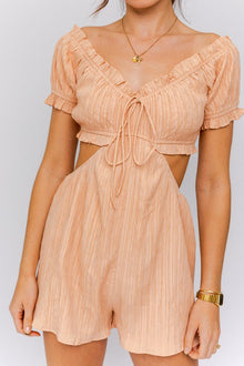  Apricot Off-Shoulder Cutout Romper