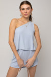 One Shoulder Layered Top Romper