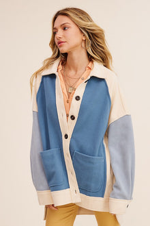  Oversized Color Block Shacket