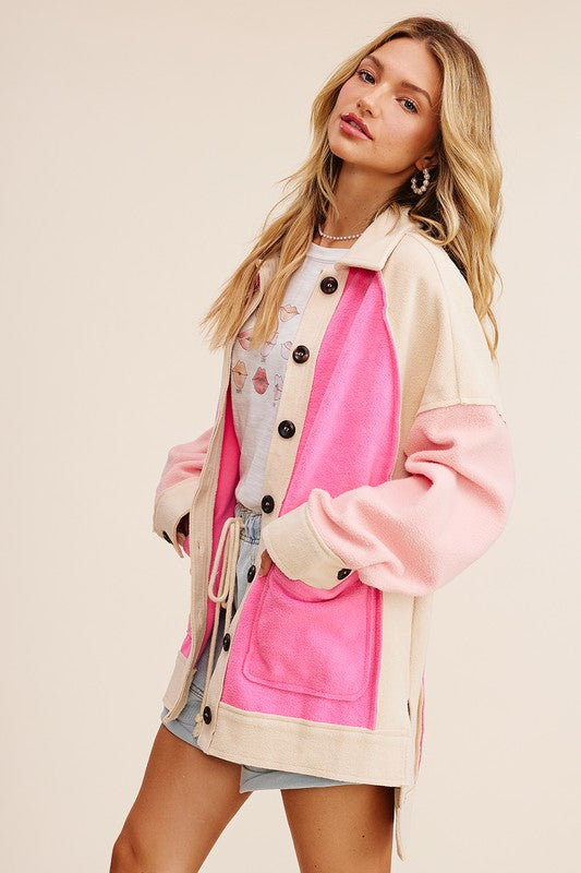 Oversized Color Block Shacket