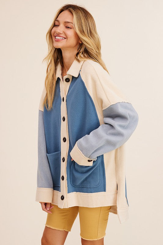 Oversized Color Block Shacket