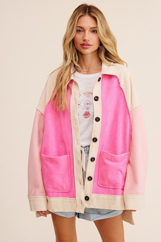 Oversized Color Block Shacket