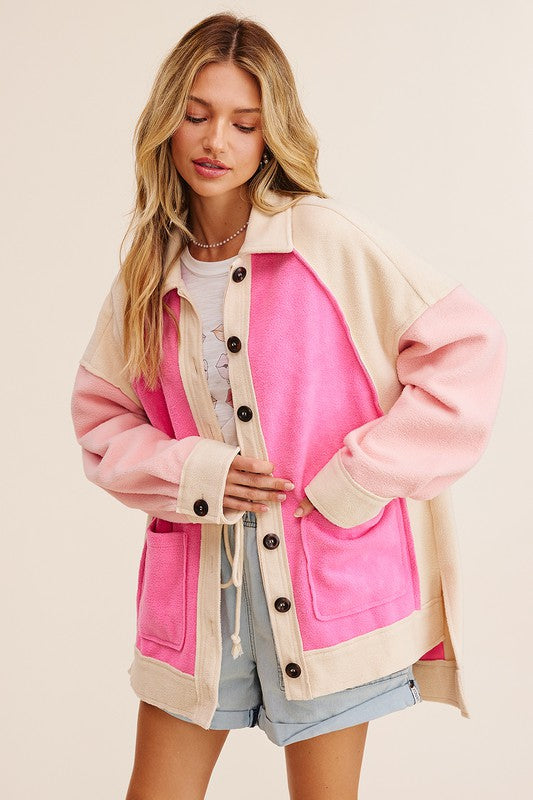 Oversized Color Block Shacket