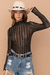 Metallic Star Stripe Mesh Top