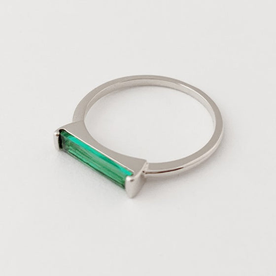 Green Crystal Baguette Ring