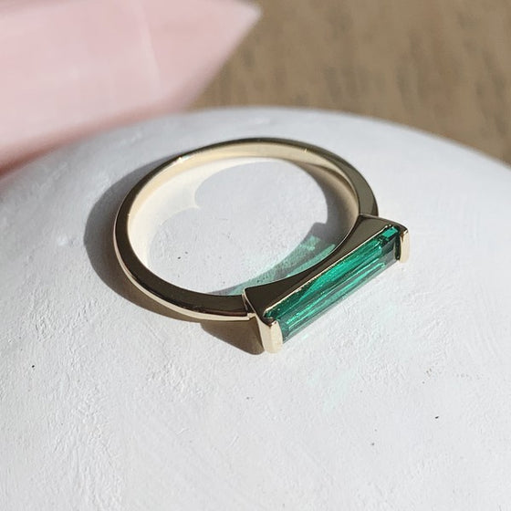 Green Crystal Baguette Ring