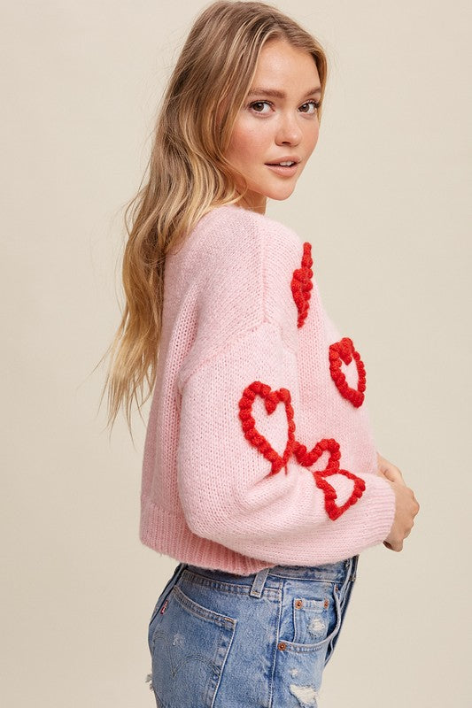 Lots of Love Knit Cropped Heart Cardigan