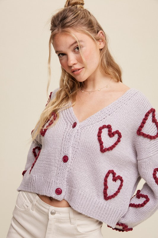 Lots of Love Knit Cropped Heart Cardigan