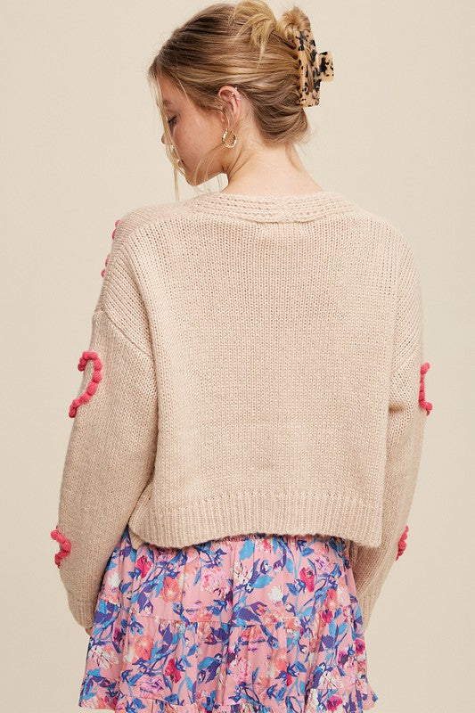 Lots of Love Knit Cropped Heart Cardigan