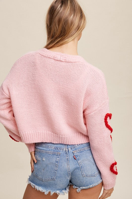 Lots of Love Knit Cropped Heart Cardigan