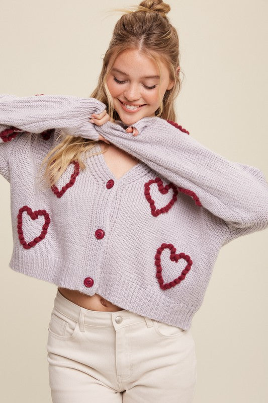 Lots of Love Knit Cropped Heart Cardigan