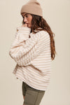 Stripe Fleece Jacket in Cream