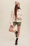 Stripe Fleece Jacket in Cream