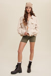 Stripe Fleece Jacket in Cream