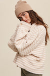 Stripe Fleece Jacket in Cream