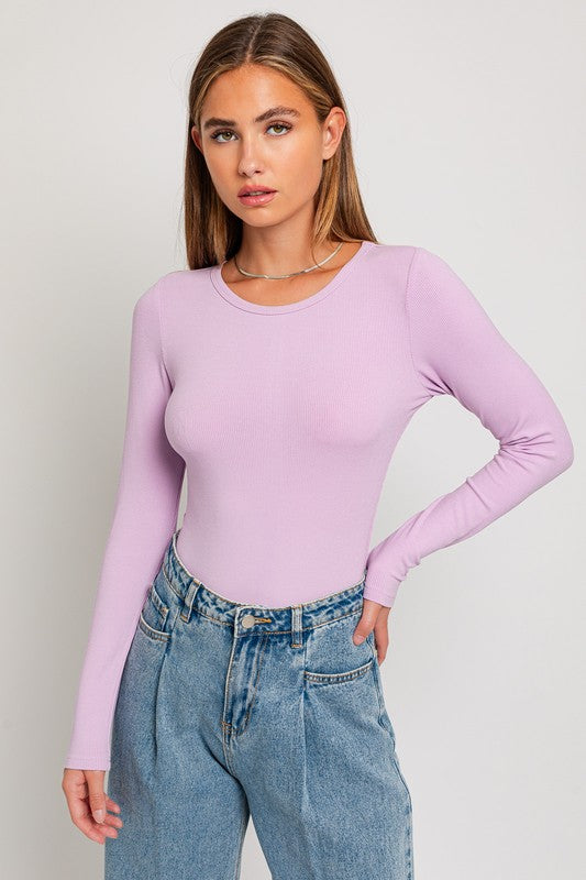 L/S Round Neck Ribbed Bodysuit