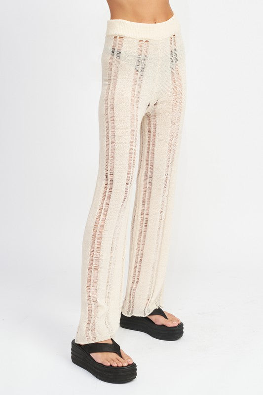 Ladder Sheer High Waisted Flare Pant