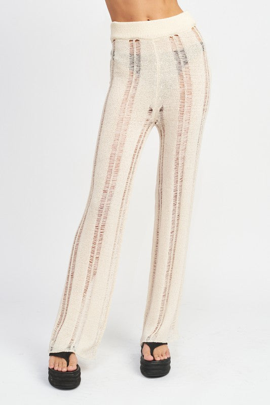 Ladder Sheer High Waisted Flare Pant