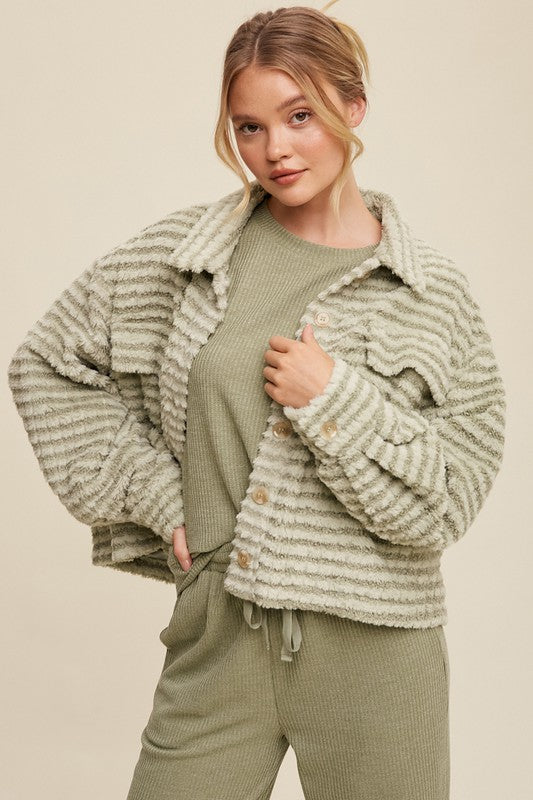 Stripe Fleece Jacket