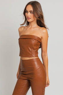  Faux Leather Corset Tube Top