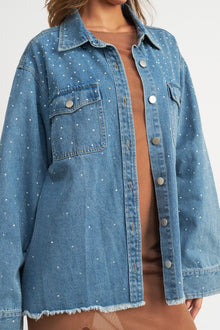  Little Sparkle Oversized Denim Jacket