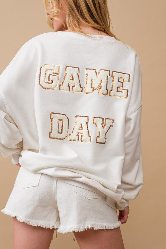 Game Day Football Sequin Patch Sweatshirt