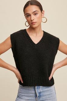  Soft Touch Cropped Knit Vest