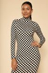 Checkered Ribbed Midi Dress