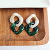 Betsy Earring- Neutral and Forest Green