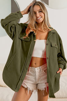  Fleece Buttoned Down Oversized Jacket