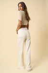 Ecru High Rise Wide Leg Jeans