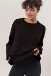 Round Neck Dropped Shoulder Ribbed Sweater