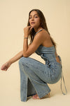 Denim Ruffle Jumpsuit