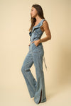 Denim Ruffle Jumpsuit