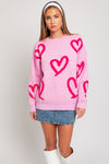 L/S Heart Printed Sweater