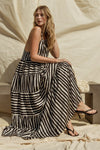 Sleeveless Stripe Maxi Tiered Dress