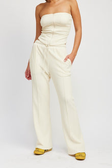  High Waisted Ivory Drawstring Pants