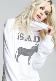  Bad Ass Cropped Turtle Neck Tee - White