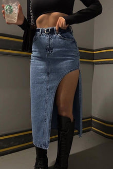  Thigh High Denim Skirt