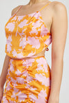 Orange Contrast Pink Print Top