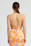 Orange Contrast Pink Print Top