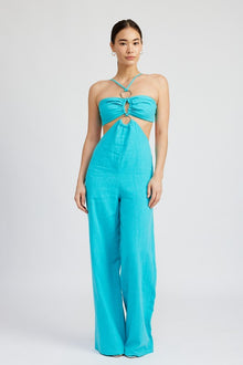  Turquoise Cutout Jumpsuit