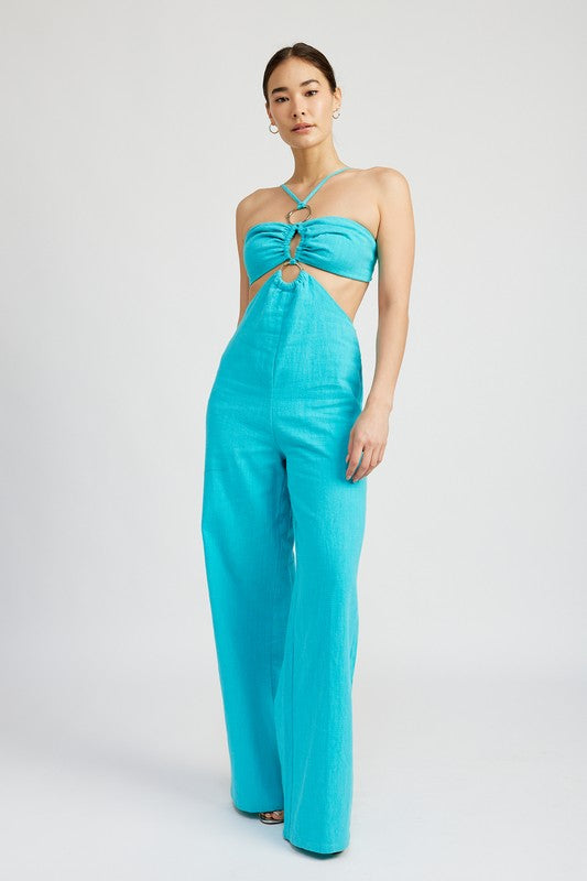 Turquoise Cutout Jumpsuit