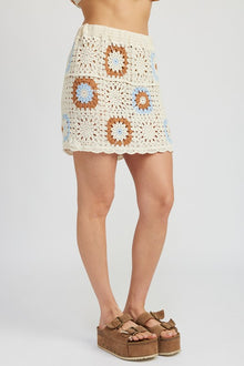  Leila High Waist Crochet Mini Skirt