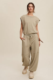  Athleisure French Terry Loose Jogger Jumpsuit