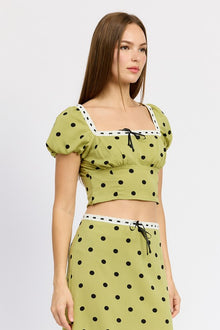  Olive Polka Dot Top