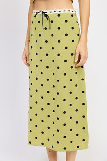  Olive Polka Dot Midi Skirt