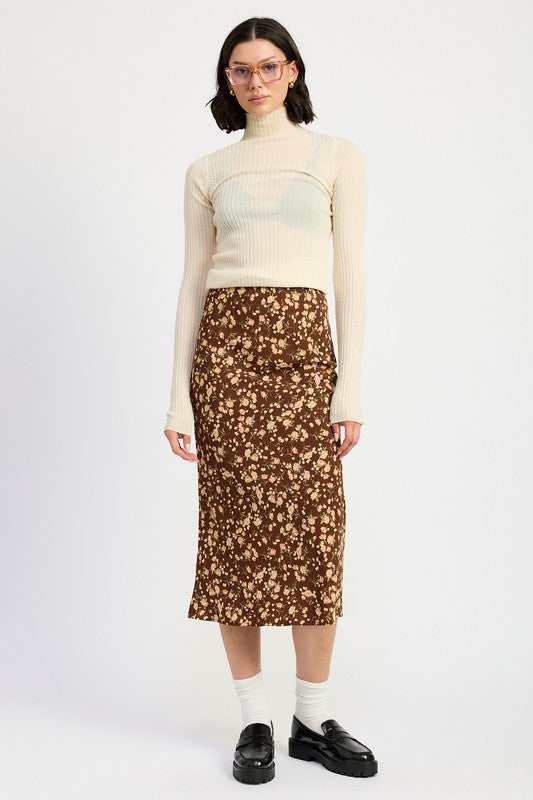 Dusty Floral Midi Skirt